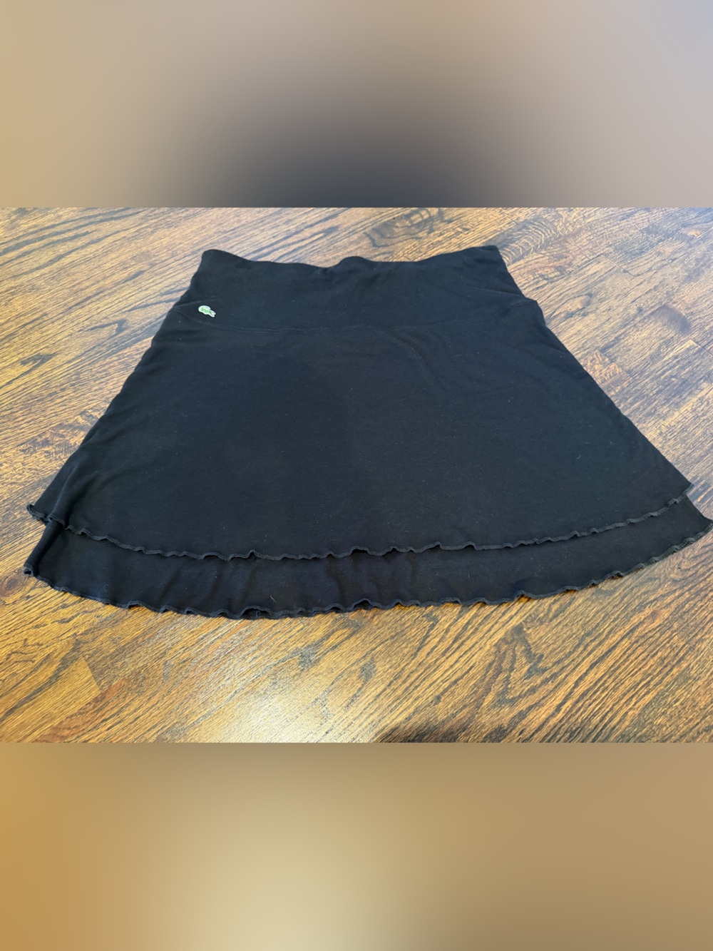 Lacoste Black A-Line Mini Skirt with Ruffled Hem